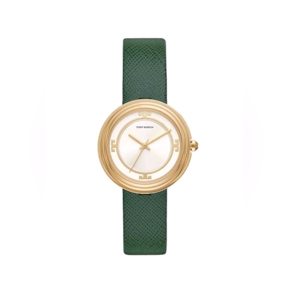 Tory Burch Accessories - Tory Burch Bailey Green Leather Strap Watch